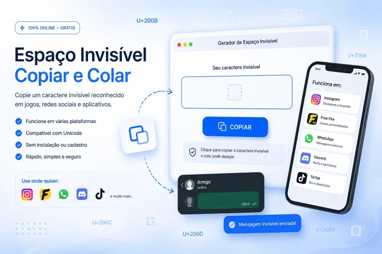 Espaço invisível para copiar e colar em Instagram, Free Fire, WhatsApp e Discord.